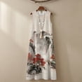 thumbnail image 4 of Xoenoiee Mountain Waterfall Maple Tree Print Summer Dresses for Women 2026, Ink-Wash Sleeveless Crewneck Maxi Dress with Pockets, Cotton Linen Loose Fit Sundress for Beach Vacation Resort Wear, XL, 4 of 7