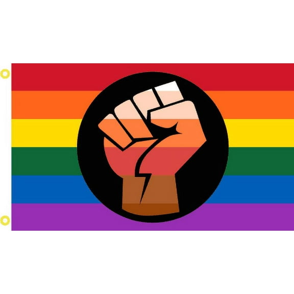 Rainbow Militant Fist 3'X5' Flag Rough Tex® 100D