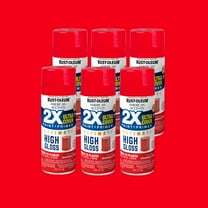 6 Pack, Strawberry Red Rust-Oleum American Accents 2X Ultra Cover Hi-Gloss Spray Paint-328395, 12 oz