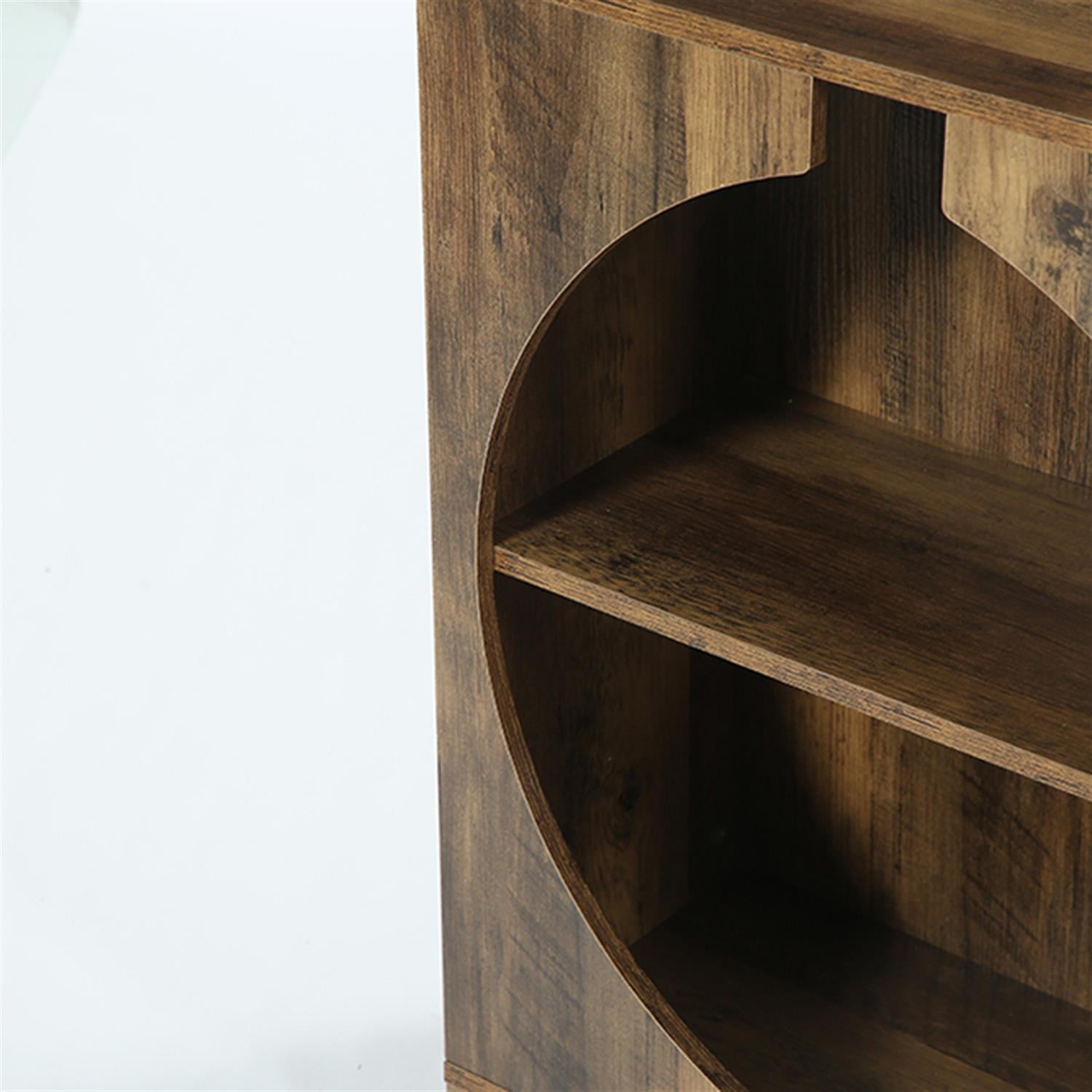 Demi Bonn 68" Console Table, 3-Tier Farmhouse Entryway Table with Storage, Foyer Display Table, Brown