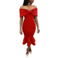 thumbnail image 2 of New Women‘s Explosions Evening Dress Temperament Wrapped Chest Bow Fishtail Skirt. tzw, 2 of 6