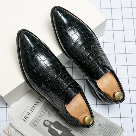 

Men‘s Crocodile Print Pointed Toe Dress Shoes Derby Shoes Classic Formal Shoes For Wedding Business Party