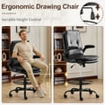 thumbnail image 2 of Zimtown Drafting Chair, Adjustable Tall Office Chair with Flip-up Armrests, PU Desk Chair with Footrest, Black, 2 of 10