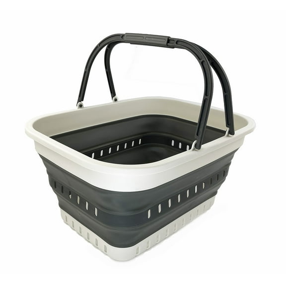 SAMMART 26L (6.8 Gallons) Collapsible Plastic Laundry Basket with Handle-Foldable Pop Up Storage Basket with handle
