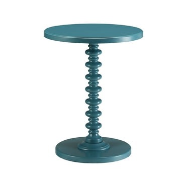 Fun Teal Wood Pedestal End Table