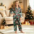 thumbnail image 2 of sdbrld Christmas Silk Pajamas for Kids Girls 2 Piece Cute Graphic Pjs Fall Winter Button Down Long Sleeve Top and Pants Holiday Home Loungewear Sizes 9-10 Years, 2 of 7