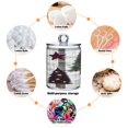 thumbnail image 4 of WOBOGO Christmas Trees on Black Lines Pattern Transparent Plastic Jar 2pcs Cotton Swabs Balls Pads Floss Stick Dispenser Bathroom Vanity Storage Organizer, 4 of 7