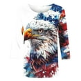 thumbnail image 5 of NSLGXD Independence Day Shirts for Women Plus Size Patriotic Red White and Blue Print T shirts Loose Fit 3/4 Sleeve Tees Memorial Day Gifts Round Neck Blouses Tops S-5XL, 5 of 6