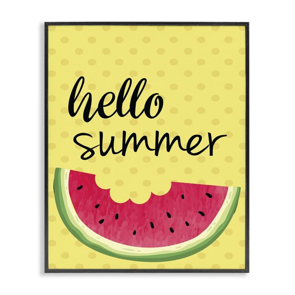 Stupell Industries Contemporary Hello Summer Watermelon Black Framed Giclee Art, 16 x 20, by Nicole DeCamp