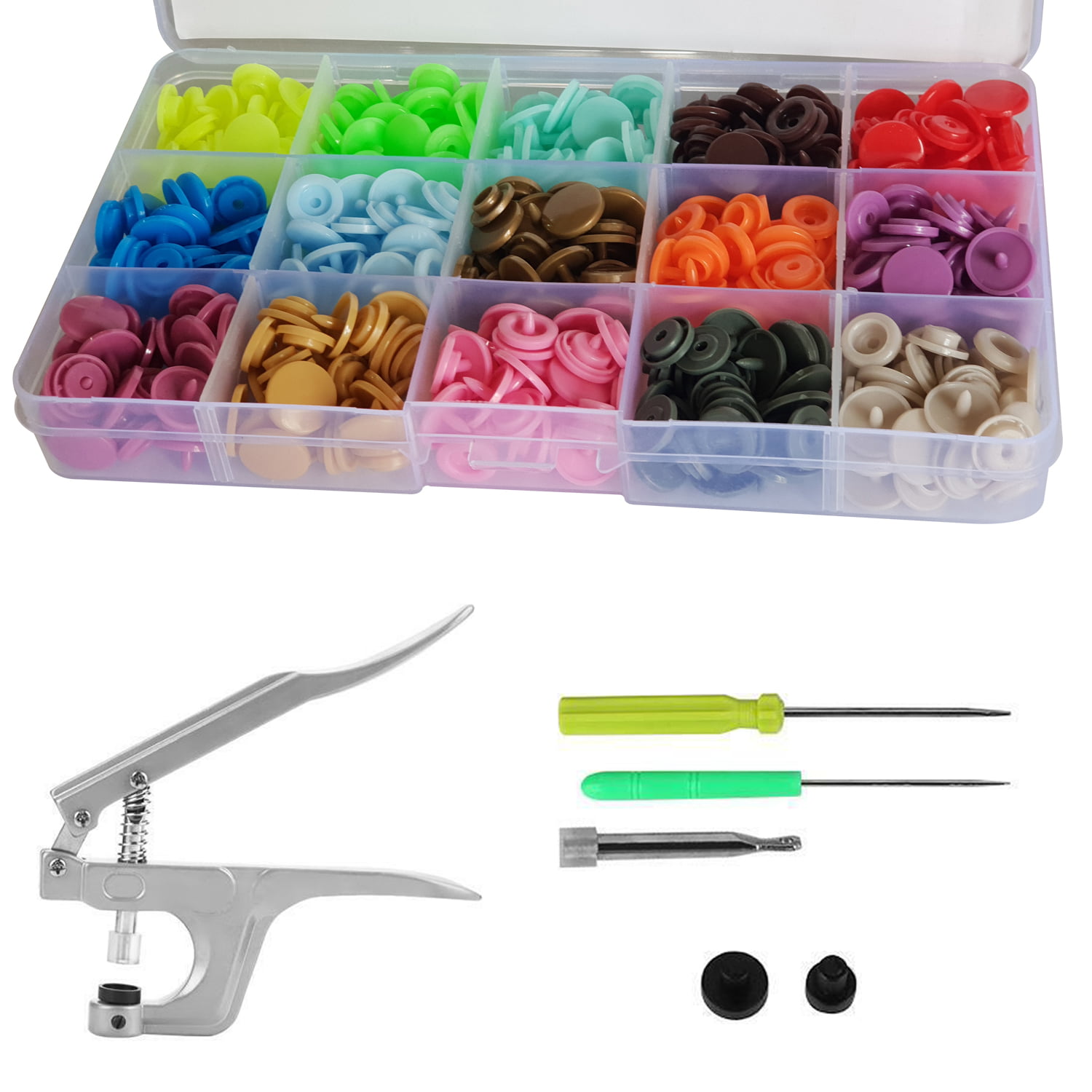 FSZON Snaps and Snap Pliers Set, 360 Sets of T5 Plastic Snap Buttons in 24  Colors