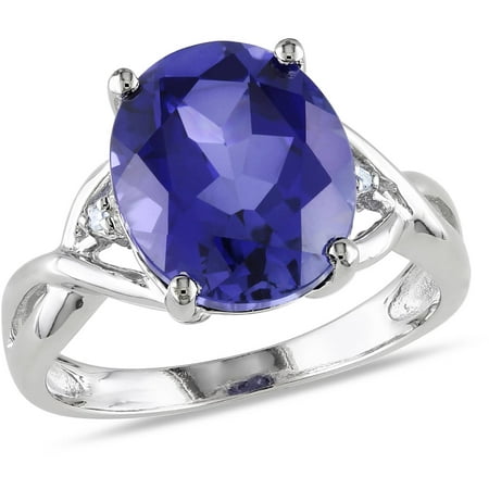 ONLINE - 7-1/2 Carat T.G.W. Oval-Cut Created Blue Sapphire and Diamond ...