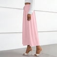 thumbnail image 4 of Hvogkswy Womens Midi Skirt, Solid Color Drawstring Elastic High Waist A-Line Skirts Soft Loose Outdoor Activities Ladies Summer Fashion Casual Skirt, 4 of 7