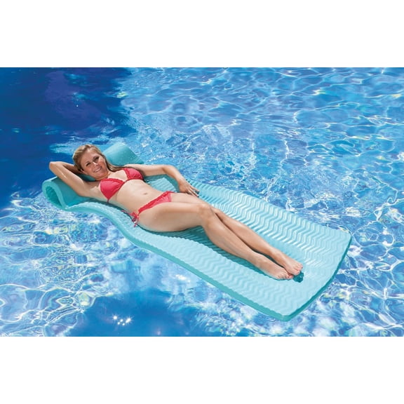 Northlight 74" Icy Blue Floating Foam Swimming Pool Mattress Lounger with Head Rest