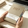 thumbnail image 2 of 2027 Weekly and Monthly Planner, Hardcover Leather Calendar for Office Planning,Khaki, 2 of 6