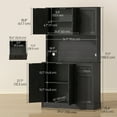 thumbnail image 3 of HOMCOM 71" Pantry Cabinet, Kitchen Cupboard with Charging Station, Black, 3 of 10