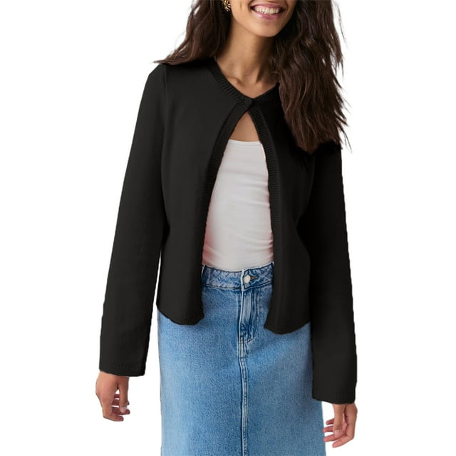SUNSIOM Women's Fall Knit Cardigan Solid Color Long Sleeve One Button Open Front Cardigan Loose Outerwear