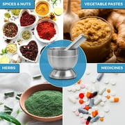 MEDca Stainless Steel Pill Crusher Mortar Pestle, 3.7 L x 5.5 H - Silver