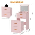 thumbnail image 3 of GloryStar Coiffeuse Rose avec Miroir et 3 Modes d'Éclairage, Comprend des Compartiments de Rangement et une Chaise à Roulettes pour les Petits Espaces, 3 of 8