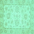 thumbnail image 1 of Ahgly Company Indoor Square Oriental Turquoise Blue Traditional Area Rugs, 4' Square, 1 of 4