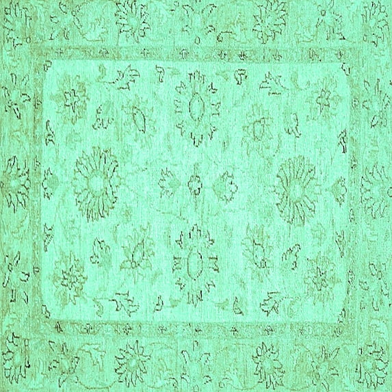 Ahgly Company Indoor Square Oriental Turquoise Blue Traditional Area Rugs, 4' Square