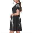 thumbnail image 2 of Fotbe Black And White Shark Vestido Largo de Moda para Mujer, Vestido Tipo Camiseta con Manga Corta y Estilo Casual a Rayas y Bloques de Color, 2 of 6