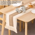 thumbnail image 3 of Fznkrag Macrame Table Runner ,Natural Burlap Table Runner Farmhouse Style Splicing Cotton and Linen Boho Table Runner with Tassels, for Fall Christmas Home Decor Wedding Table Decor, 3 of 9