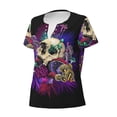 thumbnail image 2 of Naloa Mushrooms and Skull Print T-Shirts Short Sleeve V Neck Tees for Women Fashion Tops Trendy Lightweight Soft Casual Summer Outfits Clothes, 2 of 5