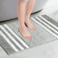 thumbnail image 2 of Unique Bargains Striped Chenille Bathroom Rug with Edges Non-Slip Bathroom Floor Mat Dark Gray 20" x 32", 2 of 6