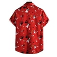 thumbnail image 3 of Camisas De CompresióN Para Hombre Camiseta holgada informal para hombre, camiseta con botones estampados a la , blusa de manga corta con solapa y bolsillo para verano (Red, XL), 3 of 6