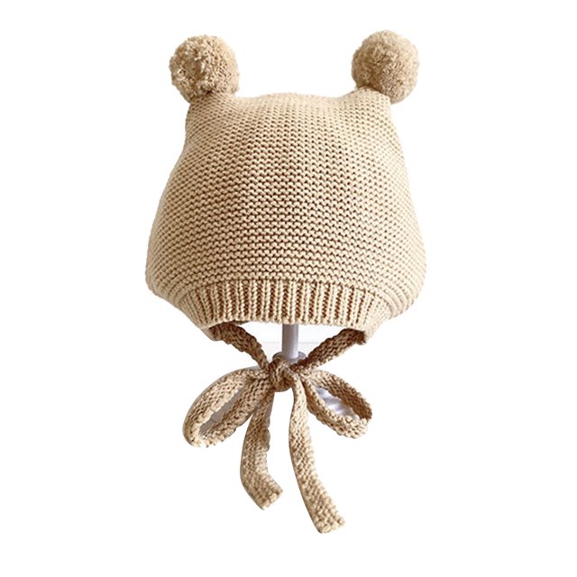 Gorro suave y cálido para bebé, suave, cómodo, atado, bonito y encantador gorro tejido para bebé, para invierno, niños, niñas, albaricoque, 17,3 a 18,1 pulgadas, 3 a 18 meses