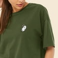 thumbnail image 5 of Dalix Heartly Ghost Embroidered Cropped Relaxed Cropped Soft Lightweight Loose T Shirt Womens in Military Green 2XL XX-Large, 5 of 5