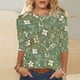 thumbnail image 2 of Camiseta de Cuello Redondo de Manga Larga de la Mujer con Impresión Floral 3/4, Camisetas de Manga 3/4 Suaves para las Mujeres Casual Primavera Verano Diario, 2 of 5