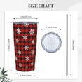 thumbnail image 4 of 20oz Red Black Buffalo Plaid Christmas Tumbler, Gingham White Snowflakes Stainless Steel Travel Coffee Mug with Lid Straw, Xmas Checkered Double Wall Vacuum Insulated Cup for Hot Cold Drinks, 4 of 6