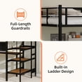 thumbnail image 5 of Morufur Twin Loft Bed with L-shaped Desk and Storage Space for Bedroom, Heavy Duty Metal Bed with Stairs, Continuous Belt Railing, No Spring Box Needed, Black, 5 of 7