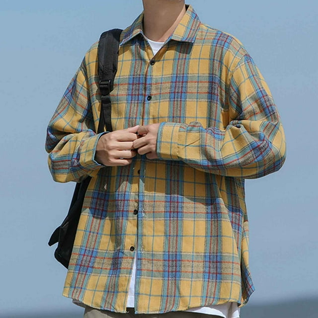 Blusa y camisa de manga larga con cuello vuelto para hombre, informal, con estampado y bolsillo, de poliéster
