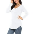 thumbnail image 3 of JYLFC Womens V-Neck T-Shirts Long Sleeve Tops Casual Basic Shirts, White L, 3 of 9