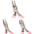 thumbnail image 2 of 1Set 3pcs Mini Jewelry Pliers Tool Set 3inch Professional Precision Pliers for DIY Jewelry Making - Side Cutting Pliers Long Chain Nose Pliers with Cutter Round Nose Pliers Pink, 2 of 7