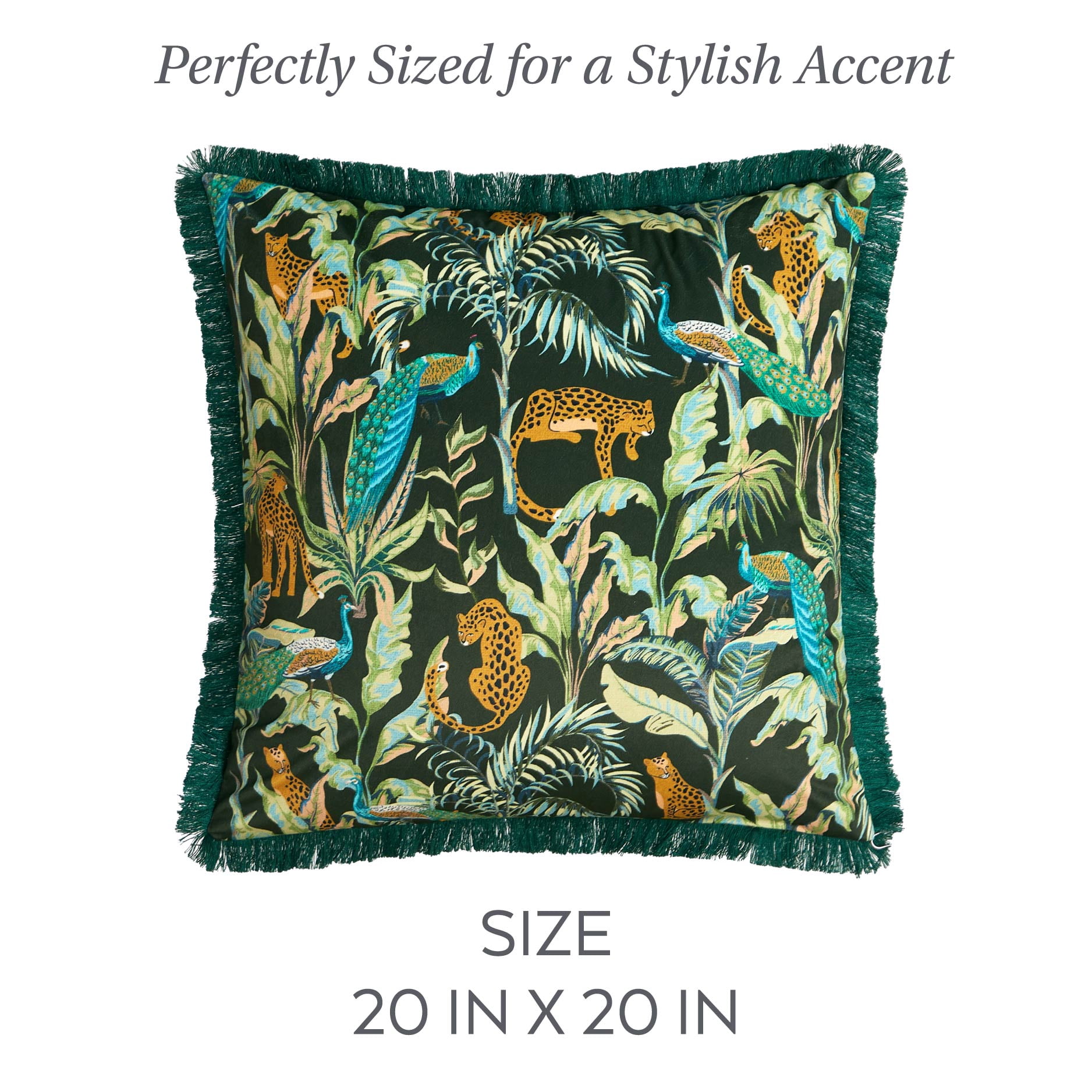Stylehouse 20" x 20" Jungle Animals Fringe Decorative Pillow