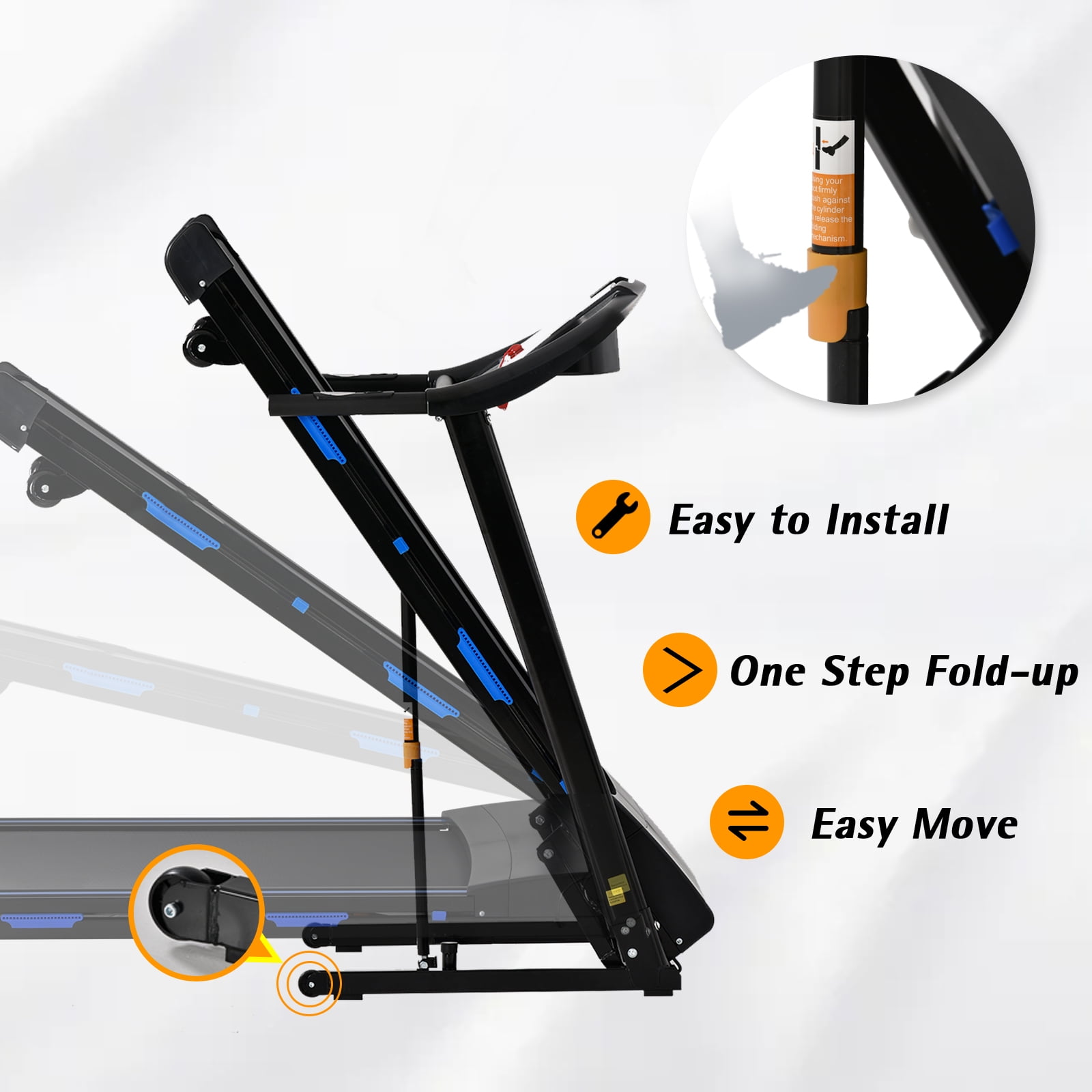 FLIMDER 330LBS Capacity 15% Auto Incline Folding Treadmills with APP for Home, 3.5HP 10MPH Speed Bluetooth Heart Rate Sensor for Running Walking Jogging Exercise Fitness