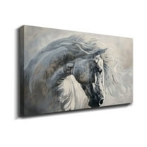 Horse Oil Painting White Charger Canvas Art Framed Horse Picture Wall Art For Livingroom Bedroom Office