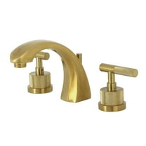 Kingston Brass KS4987KNL Convergent Two-Handle 3-Hole Deck Mount Widespread Bathroom Faucet with Knurled Handle and Brass Pop-Up in Brushed Brass