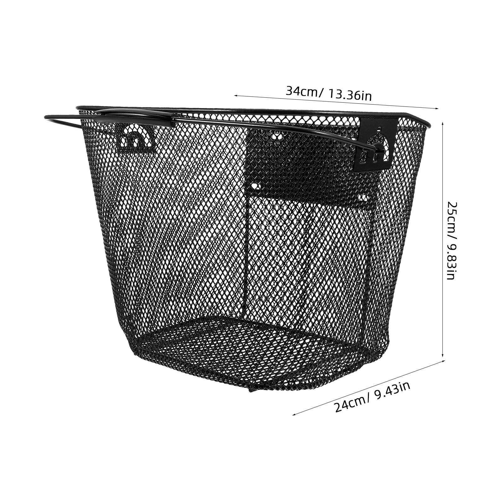 TABLZONE Metal Front Bike Basket with Handlebar Storage, Black - Cycling Accessory for Secure Carrying