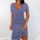 thumbnail image 2 of Mini Vestido de Verano Color Sólido Cuello en V Manga Corta Vestido de Becerro Medio, Vestido Corto de Verano, 2 of 5