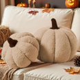 thumbnail image 1 of wonima44 Fall Pumpkin Pillows Set of 2, Halloween Decoration Plush Throw Pillows Soft Fleece Sherpa Cute 3D Shaped Cushion for Sofa Couch Bedroom Autumn Thanksgiving (Beige, 12.6x8.7in & 9x5.9in), 1 of 1