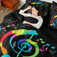 thumbnail image 4 of Castle Fairy Musical Notes 7 Pieces Bedding Comforter Set,Gradient Ombre Full Bedding Set Lightweight,Music Theme Fitted Sheet Flat Sheet,Luxury Teens Bedroom Decor,Reversible, 4 of 8