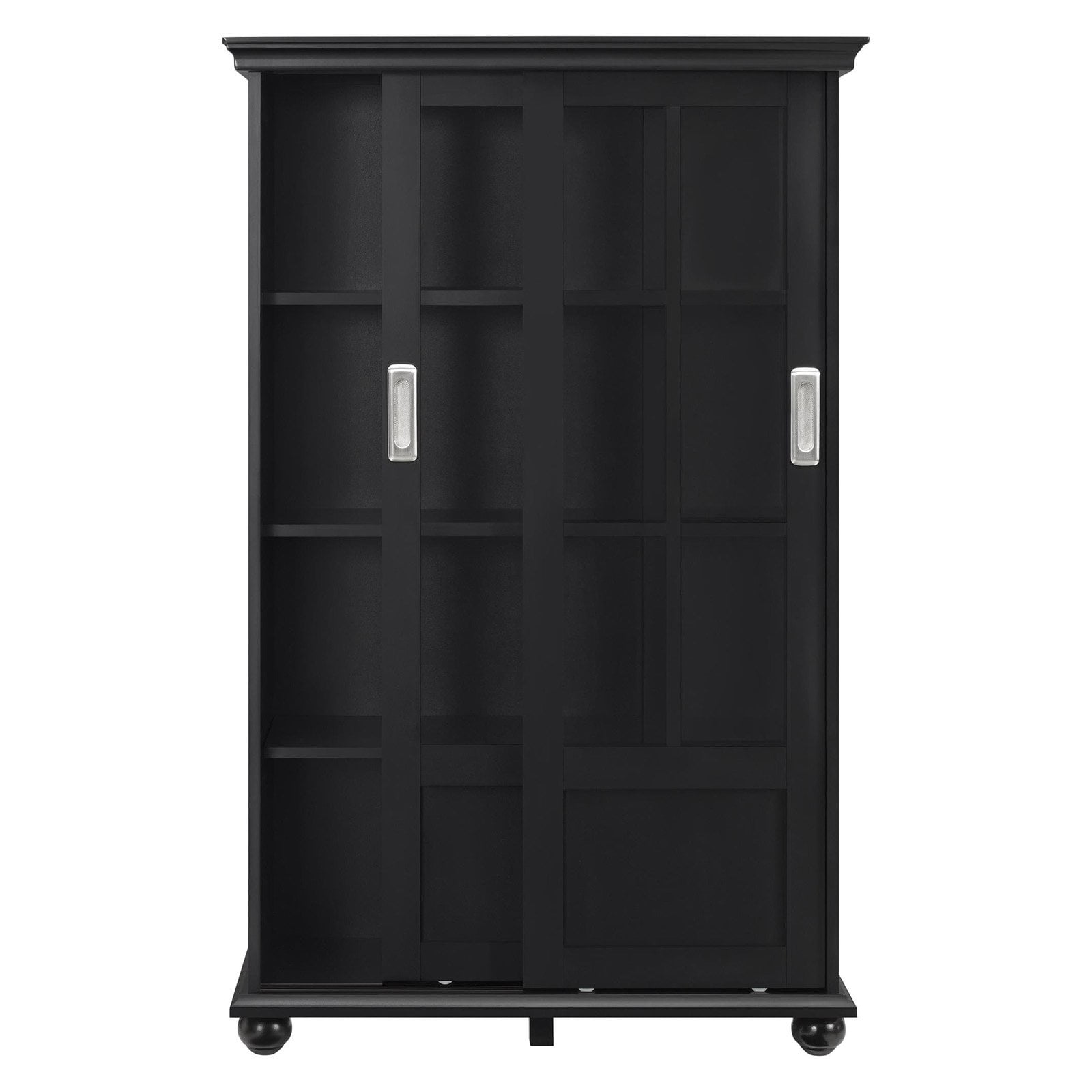 Ameriwood Home Aaron Lane Bookcase with Sliding Glass Doors Black