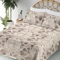 thumbnail image 3 of Ambesonne Floral Design Fitted & Flat Sheet with Shams 4 Pcs Set, Neutral Petals Print, Full, Taupe Warm Taupe, 3 of 5