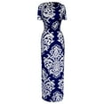 thumbnail image 6 of Peach Couture Womens Fashion Short Sleeved Smocked Damask Summer Maxi Long Dress, 6 of 8