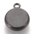 thumbnail image 2 of 100pcs 304 Stainless Steel Pendant Cabochon Settings Lace Edge Bezel Cups Flat Round Electrophoresis Black Tray: 8mm 13x10.5x3mm Hole: 1.8mm, 2 of 2