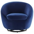 thumbnail image 7 of Armchair Swivel Accent Chair, Black Blue Navy, Velvet, Modern Contemporary, Living Lounge Cafe Room Hotel Lobby Hospitality, 7 of 7